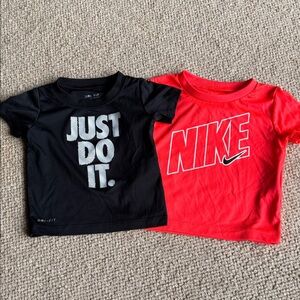 Nike Kids' Black and Red Short Sleeve Tees-12M
